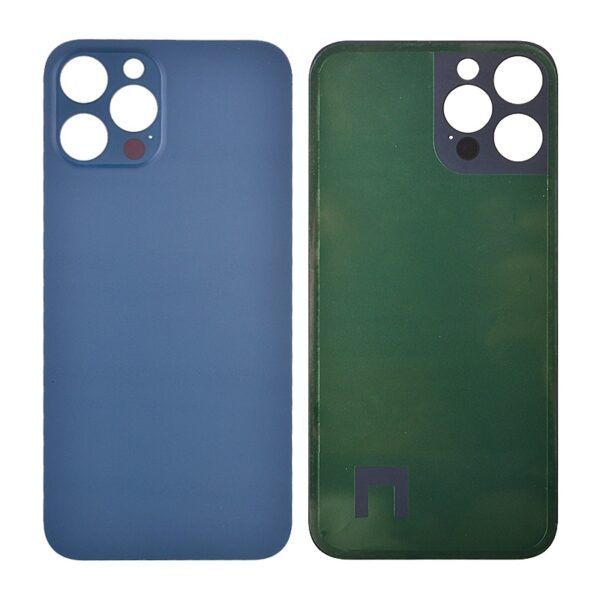 Back Glass Cover with Adhesive for iPhone 12 Pro Max - Pacific Blue (No Logo/ Big Hole)