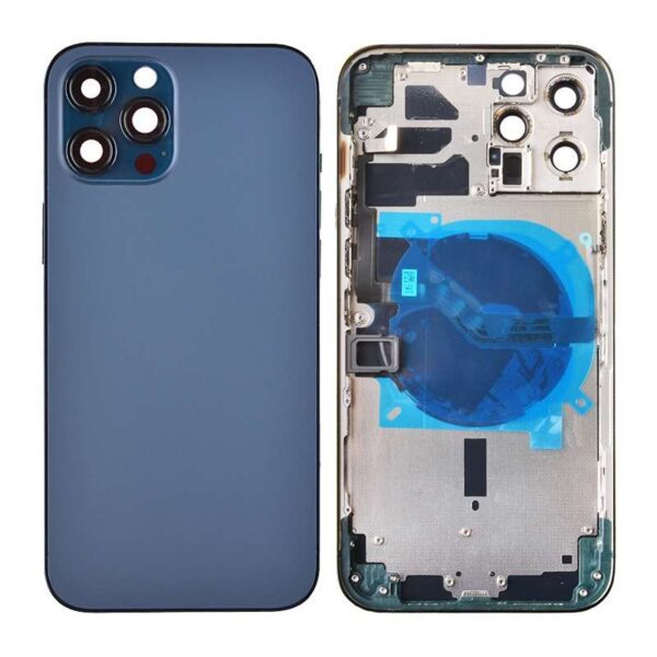 Back Housing with Small Parts Pre-installed for iPhone 12 Pro Max(for America Version) (No Logo)- Pacific Blue