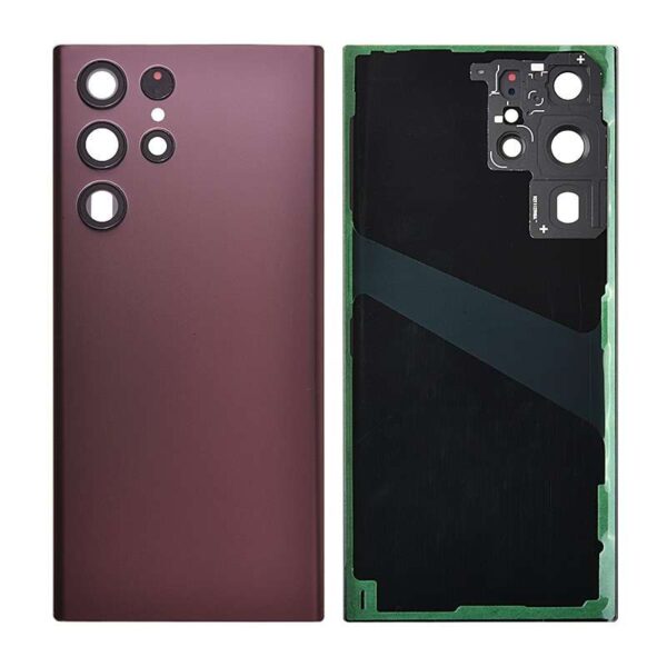 Back Cover with Camera Glass Lens and Adhesive Tape for Samsung Galaxy S22 Ultra 5G S908 (for SAMSUNG) - Burgundy