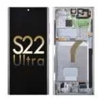 OLED Screen Digitizer Assembly with Frame for Samsung Galaxy S22 Ultra 5G S908 (Service Pack) - White