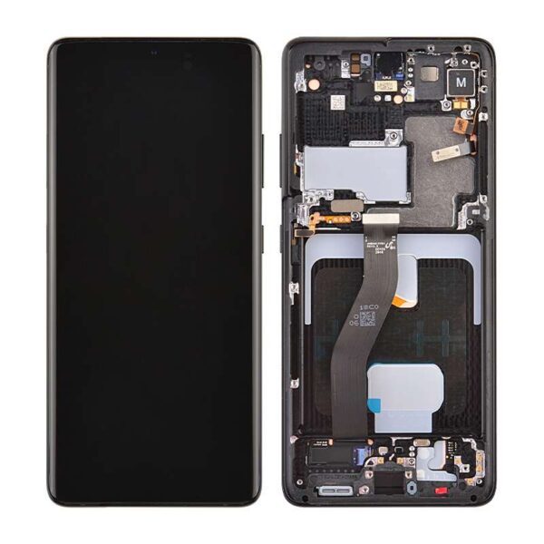 OLED Screen Digitizer Assembly with Frame for Samsung Galaxy S21 Ultra 5G G998 (Premium) - Phantom Black