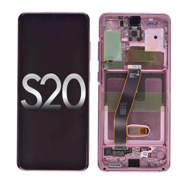 OLED Screen Digitizer with Frame Replacement for Samsung Galaxy S20 G980/ S20 5G G981 (Premium) - Cloud Pink (Excluding Verizon)