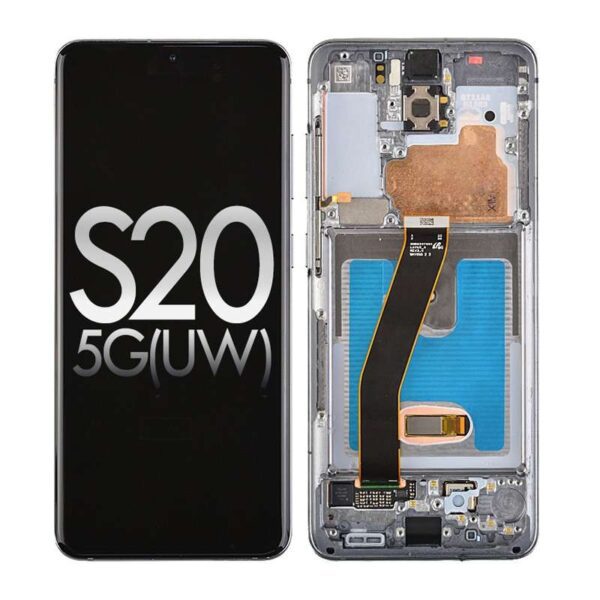 OLED Screen Digitizer Assembly with Frame for Samsung Galaxy S20 5G UW G981V - Cosmic Gray (Compatible for only Verizon)
