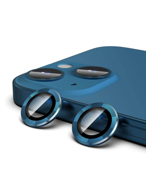 iPhone 13 / 13 Mini Metal Ring w/HD Tempered Glass (BLUE)