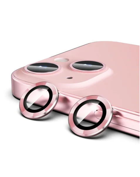 iPhone 13 / 13 Mini Metal Ring w/HD Tempered Glass (PINK)