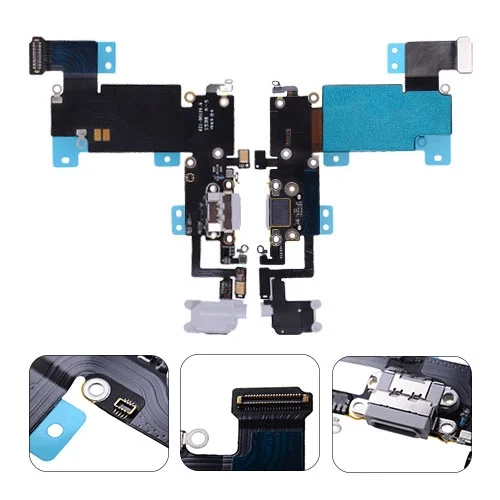 Charging Port with Flex Cable, Earphone Jack and Mic for iPhone 6S Plus (High Quality) - Light Gray