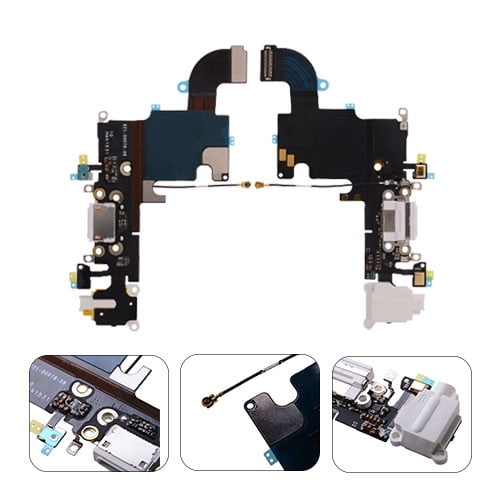 Charging Port with Flex Cable, Headphone Jack and Microphone for iPhone 6S (High Quality) - White