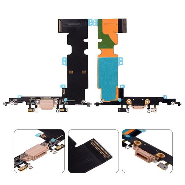 Charging Port with Flex Cable and Mic for iPhone 8 Plus (High Quality) - Gray