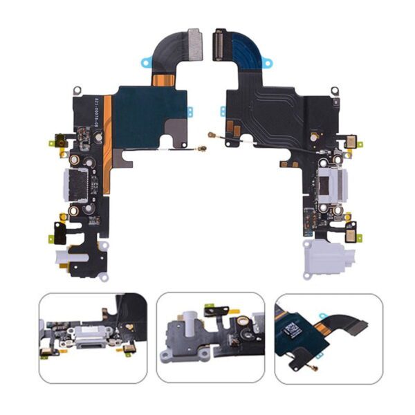 Charging Port with Flex Cable, Headphone Jack and Microphone for iPhone 6S (High Quality) - Light Gray