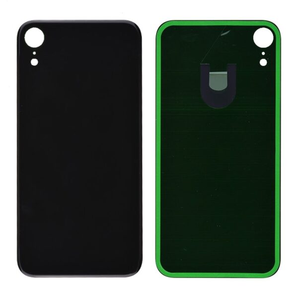 Back Glass Cover with Adhesive for iPhone XR - Black(No Logo/ Big Hole)