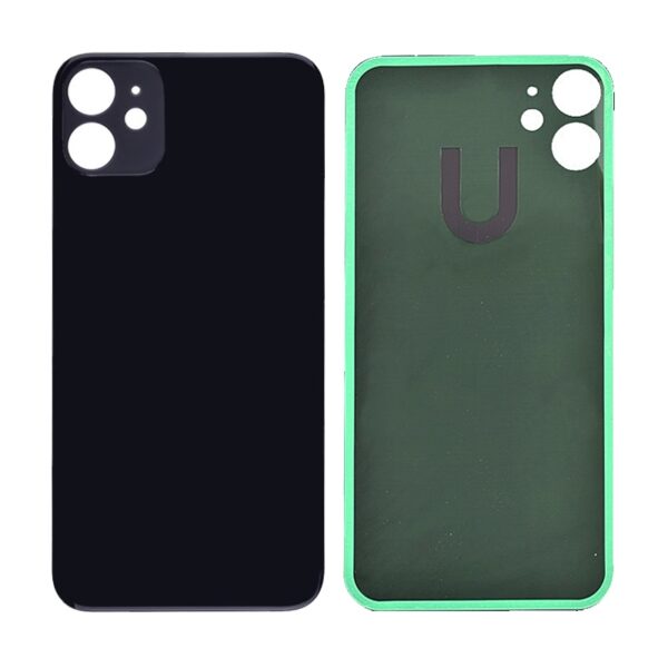 Back Glass Cover with Adhesive for iPhone 11 - Black(No Logo/ Big Hole)