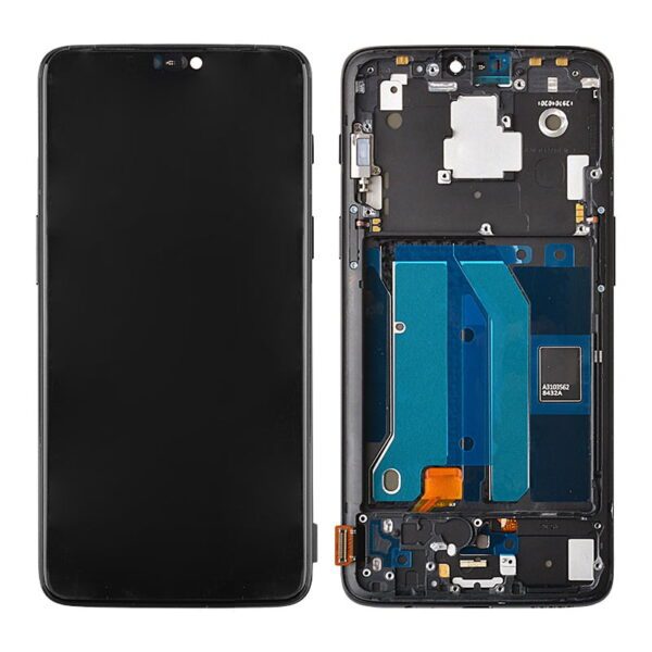 LCD Screen Display with Digitizer Touch Panel and Bezel Frame for OnePlus 6 - Black
