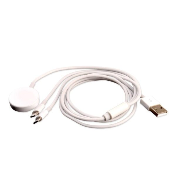 3 in 1 3ft Magnetic USB Charging Cable for iPhone/ iPad/ Apple Watch - White