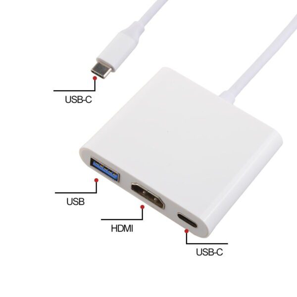 3 in 1 Type-C to HDMI Adapter Cable - White