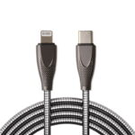 3ft Type-C to 8 Pin Fast Charging Data Cable (Metal Braided) - Black
