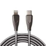 3ft Type-C to 8 Pin Fast Charging Data Cable (Metal Braided) - Black