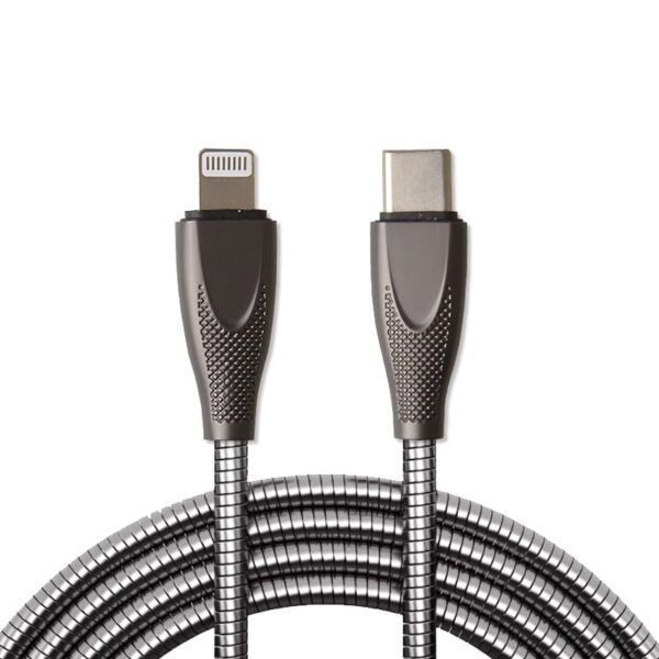 3ft Type-C to 8 Pin Fast Charging Data Cable (Metal Braided) - Black