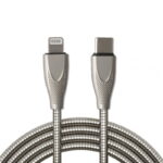 3ft Type-C to 8 Pin Fast Charging Data Cable (Metal Braided) - Silver