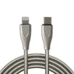 3ft Type-C to 8 Pin Fast Charging Data Cable (Metal Braided) - Silver