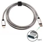 3ft Type-C to 8 Pin Fast Charging Data Cable (Metal Braided) - Silver