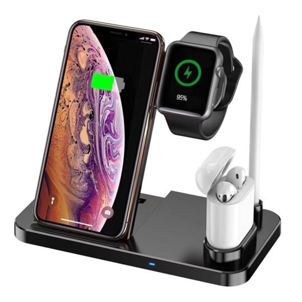 4 in 1 Foldable Wireless Charger for Apple Watch/ Apple Pencil/ AirPods/ iPhone - Black