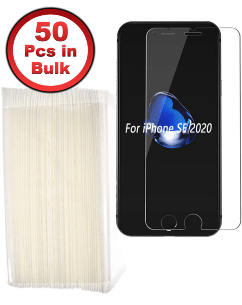 iPhone SE (2020)/8/7/6S/6 Clear Tempered Glass (2.5D/50 Pcs in Bulk)