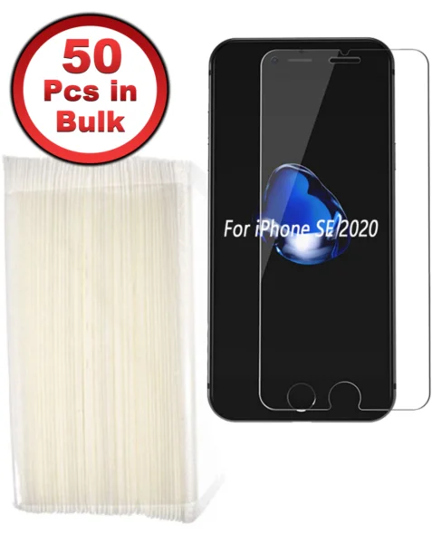iPhone SE (2020)/8/7/6S/6 Clear Tempered Glass (2.5D/50 Pcs in Bulk)