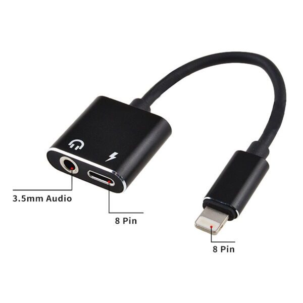 8 Pin to 3.5mm Headphone Audio & Charge Converter for Mobile Phone