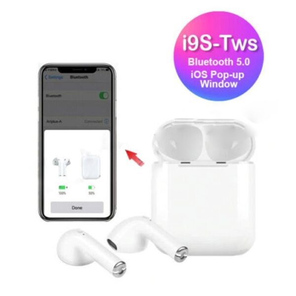 i9s TWS Bluetooth 5.0 Wireless Earphone for Mobile Phone - White