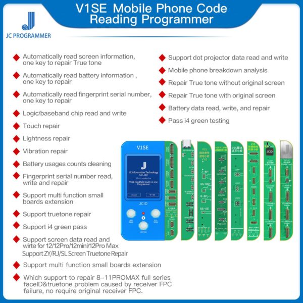 JC V1SE Proximity Light Sensor,True Tone Display & Vibrate Data Backup Programmer for iPhone 7 to iPhone 12