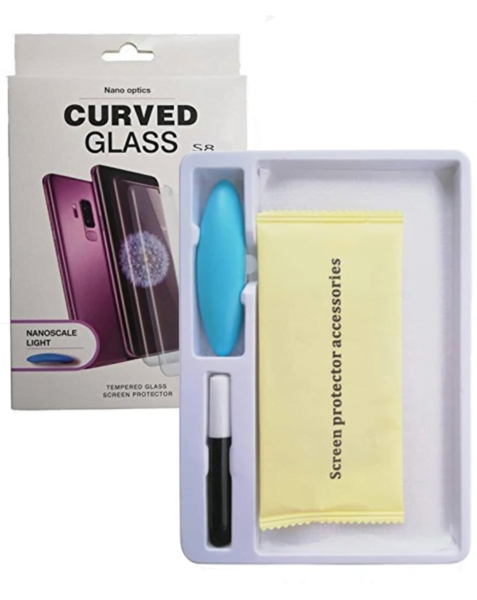 Galaxy Note 9 / Note 8 Full Glue Tempered Glass w/Nano Liquid & Install Kit & UV Light (Case Friendl