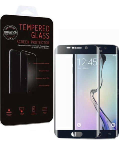 Galaxy S6 Edge Plus Tempered Glass (BLACK) (Case Friendly/2.5D Curved/1 Pcs)