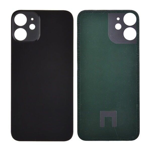 Back Glass Cover with Adhesive for iPhone 12 mini - Black(No Logo/ Big Hole)